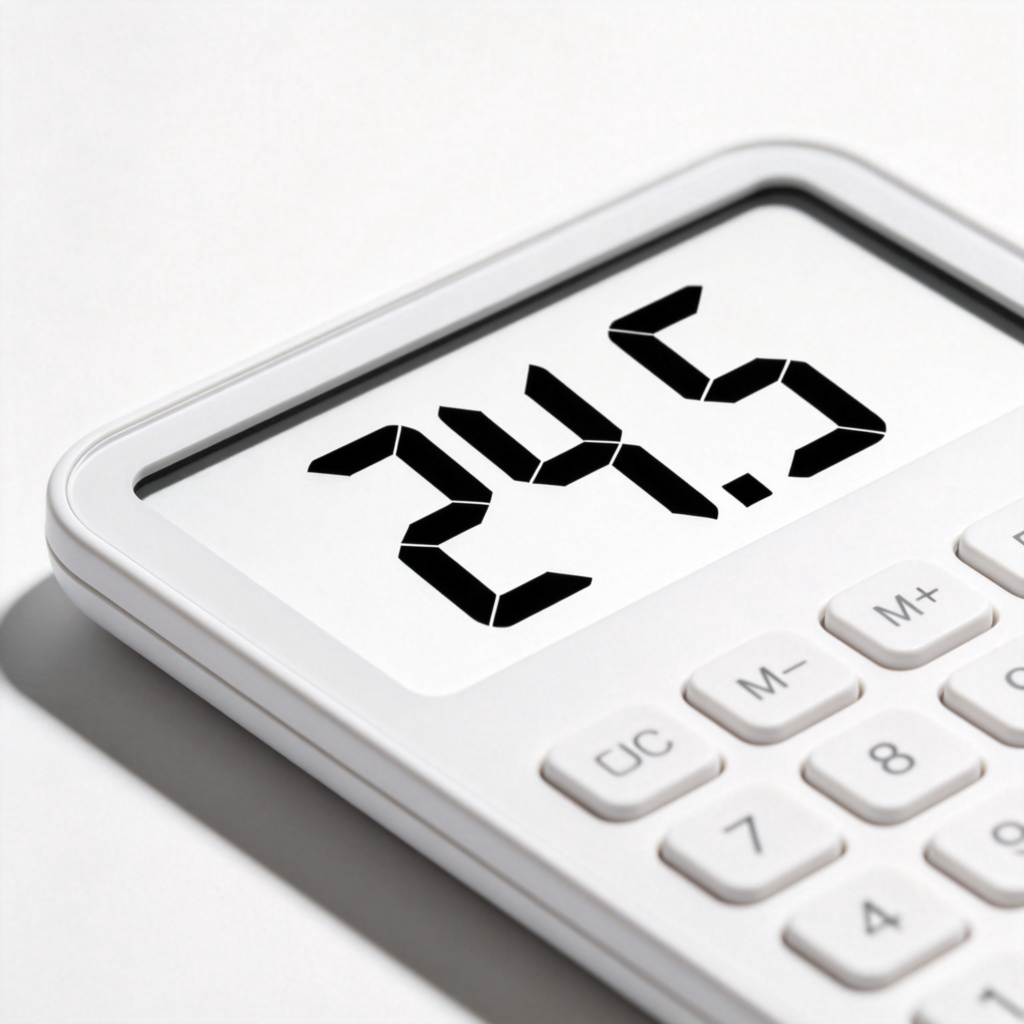 A close-up view of a digital screen or display, showing a clear, large number like '24.5' in bold black digits on a white background. The screen is modern and sleek, possibly part of a scientific calculator or a fitness tracker. No other distracting elements or text.