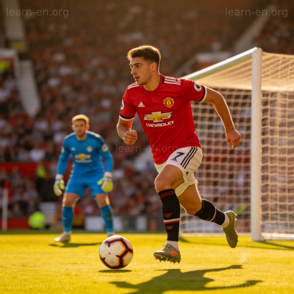 van前锋图解：足球运动员带球进攻射门的动态场景