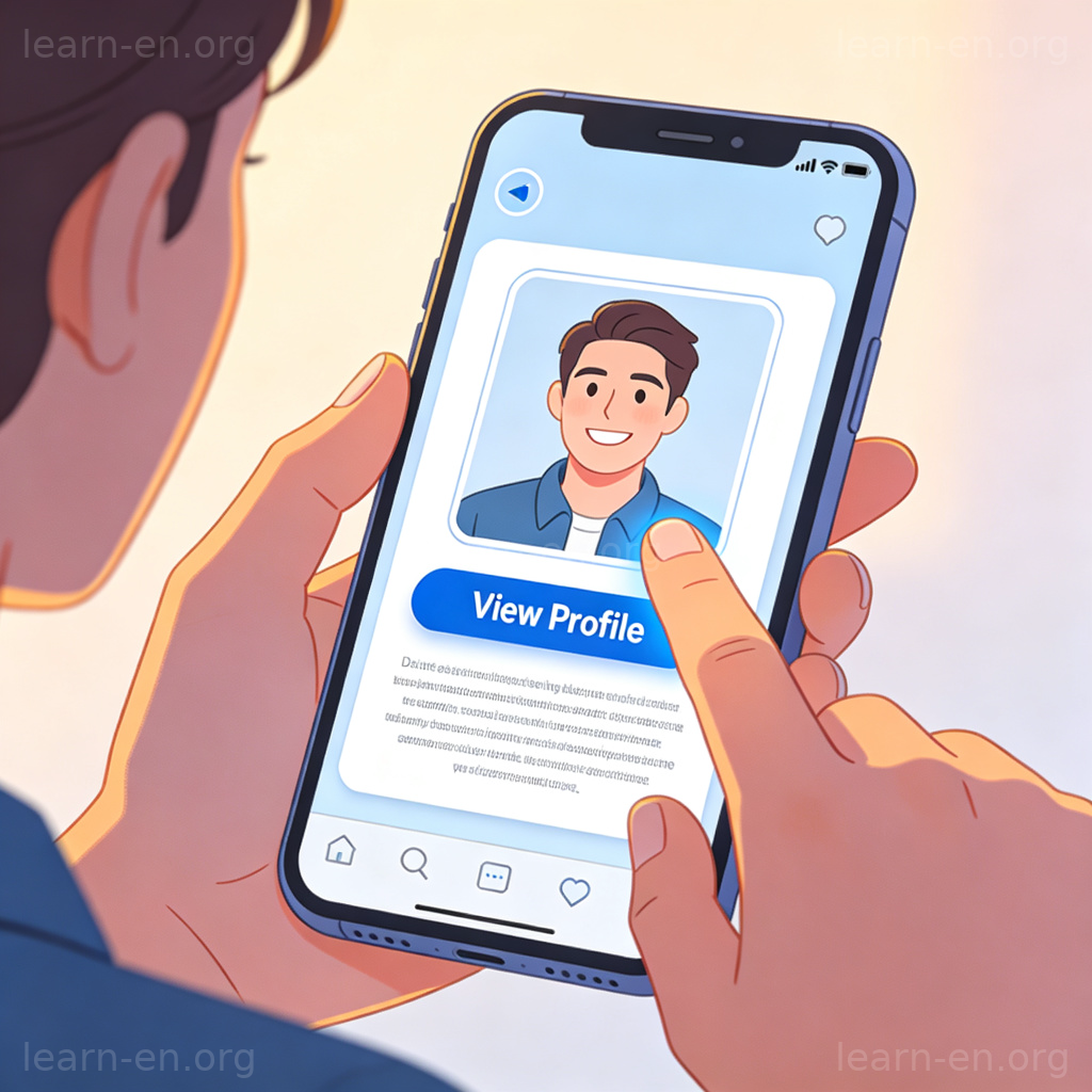 View Profile 图解：在社交媒体应用中点击查看个人资料页面的场景