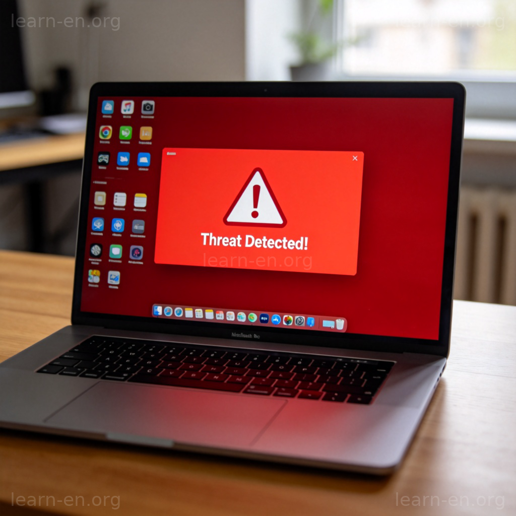 virus计算机病毒图解：笔记本电脑屏幕显示病毒威胁警告