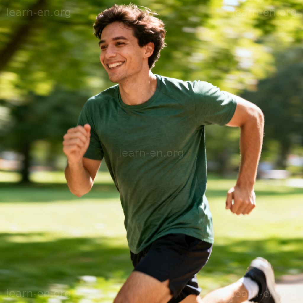 Vitality illustrated by a person running energetically in a sunny park, showing liveliness and strength.