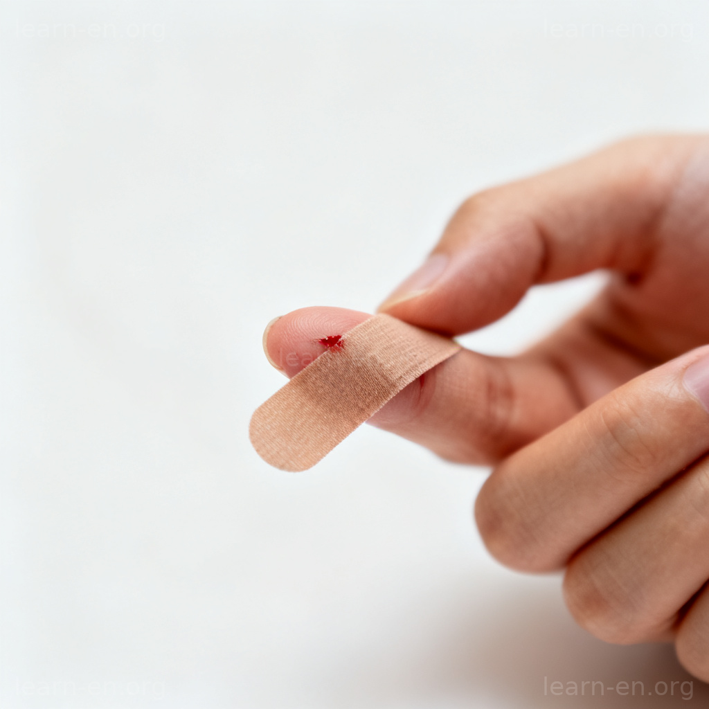 Warrant meaning shown by applying a bandage to a minor cut.