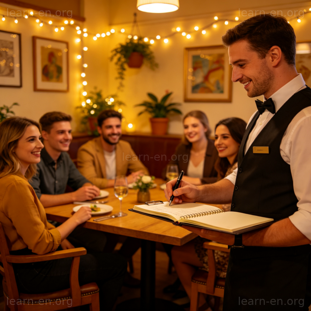 We'd like to book a private room 图解：朋友在温馨包间内微笑交谈