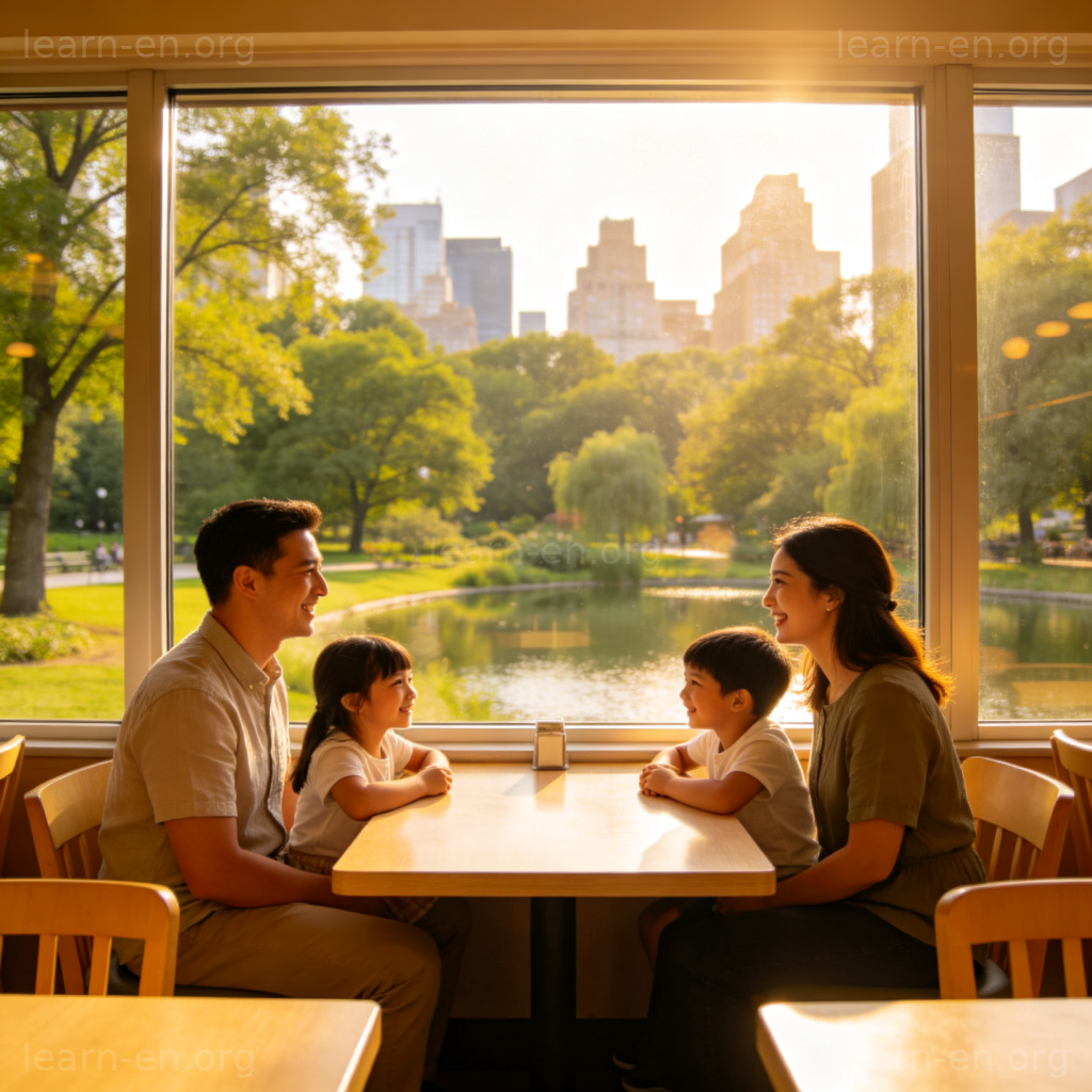 We'd like to reserve a window seat 短语图解：餐厅靠窗座位预订场景