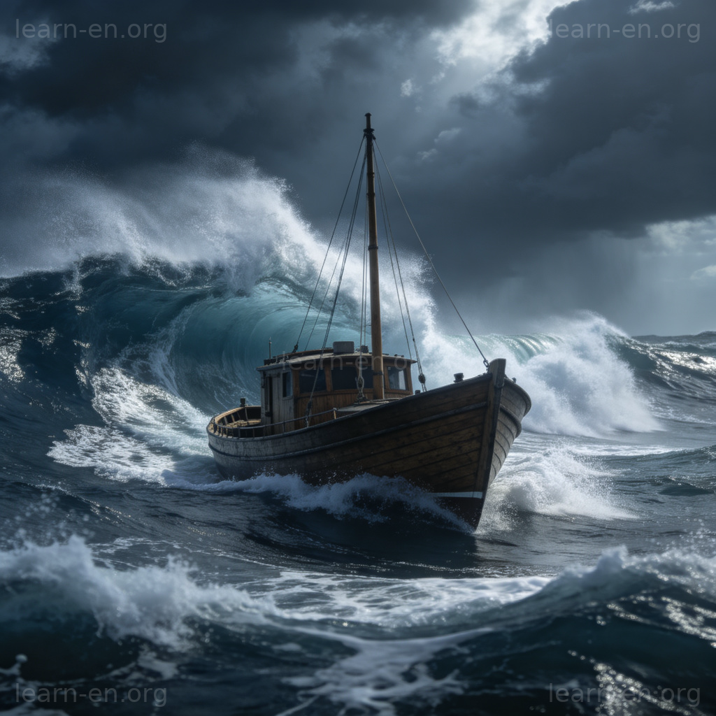 Weather verb withstand storm boat resilience illustration