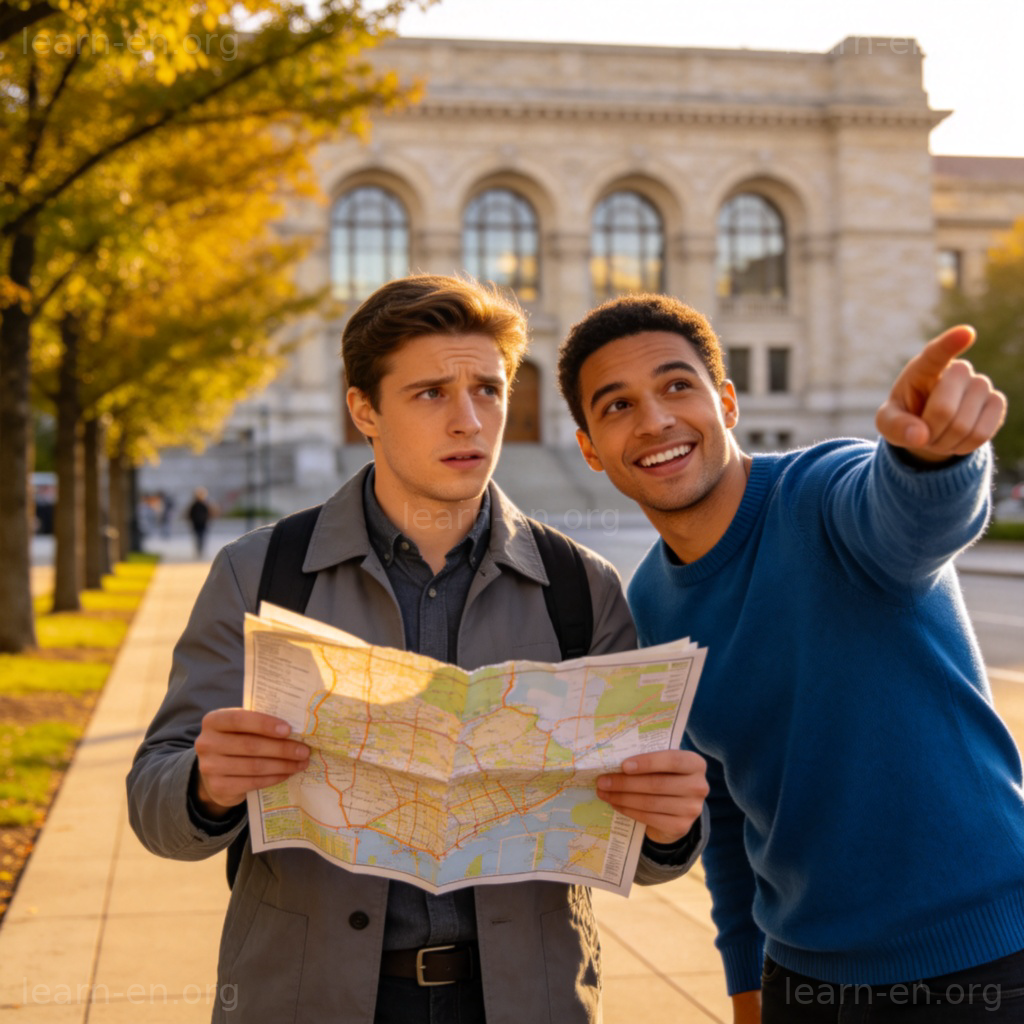 Where is the library 问路场景图解，游客询问图书馆位置