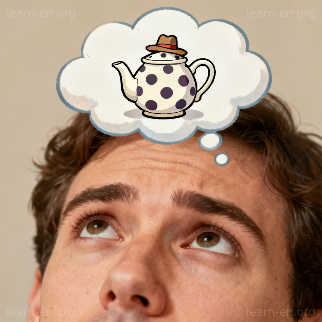Whim capricious notion thought bubble with unusual teapot