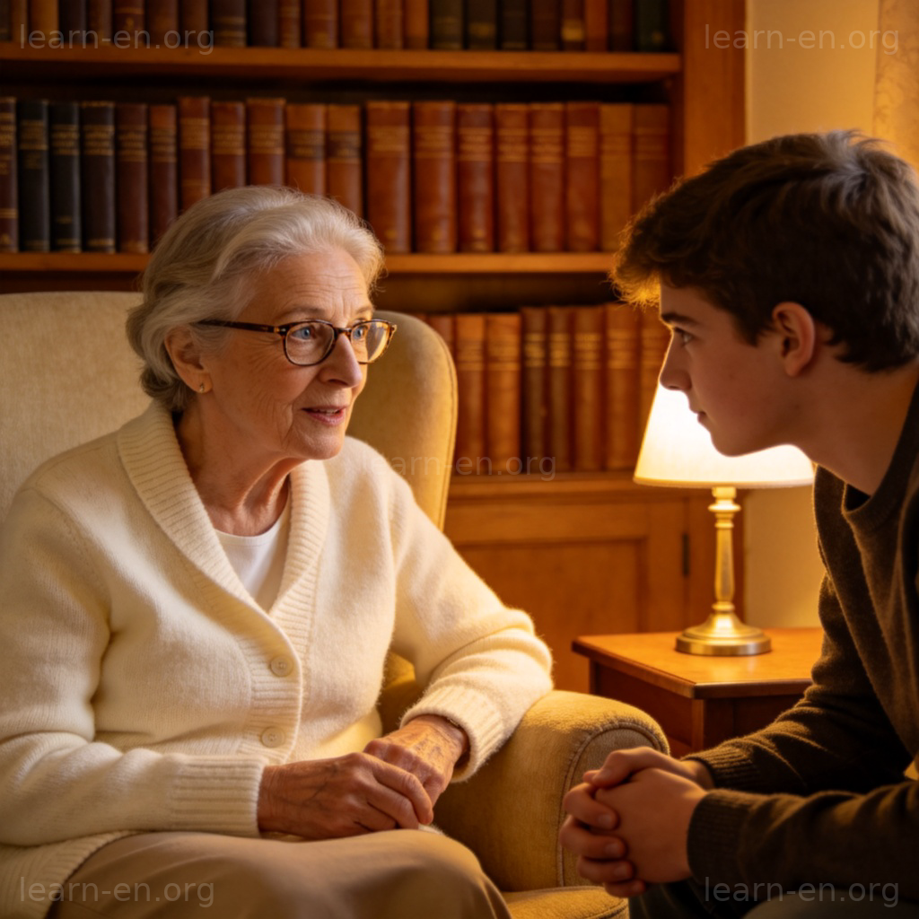 wise 含义图解：智慧长者给予建议的温馨场景