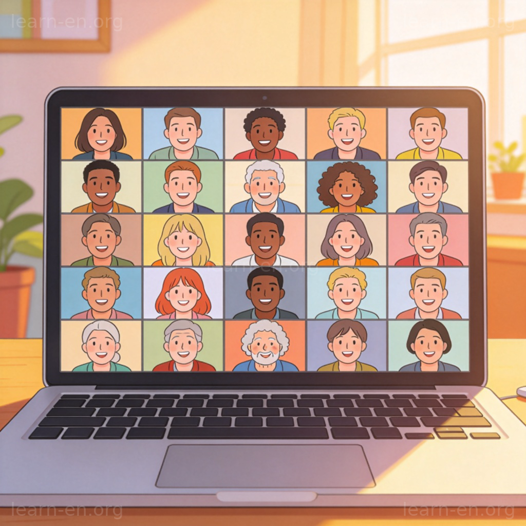 Zoom 视频会议软件界面图解，多人线上会议场景